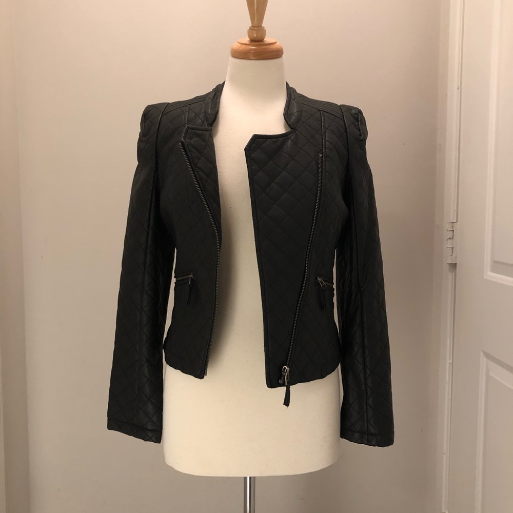 Etam Quilted Faux Leather Biker Jacket